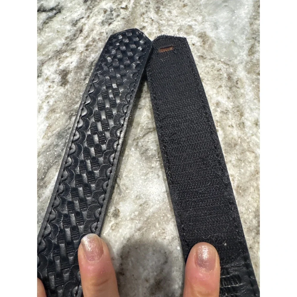 Men's DUTYMAN Basketweave Leather Buckleless Inner Belt size SM‎ 32-34 Black